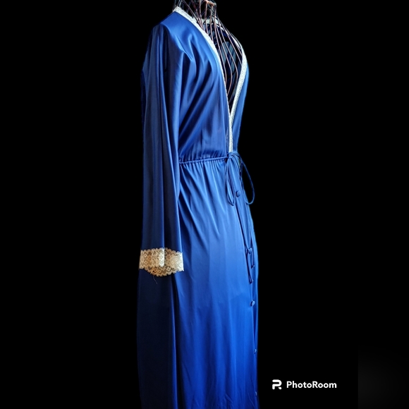 Vintage Vanity Fair Nylon Blue Dressing Gown Robe Nightgown Duster - Size 34 - Picture 8 of 16